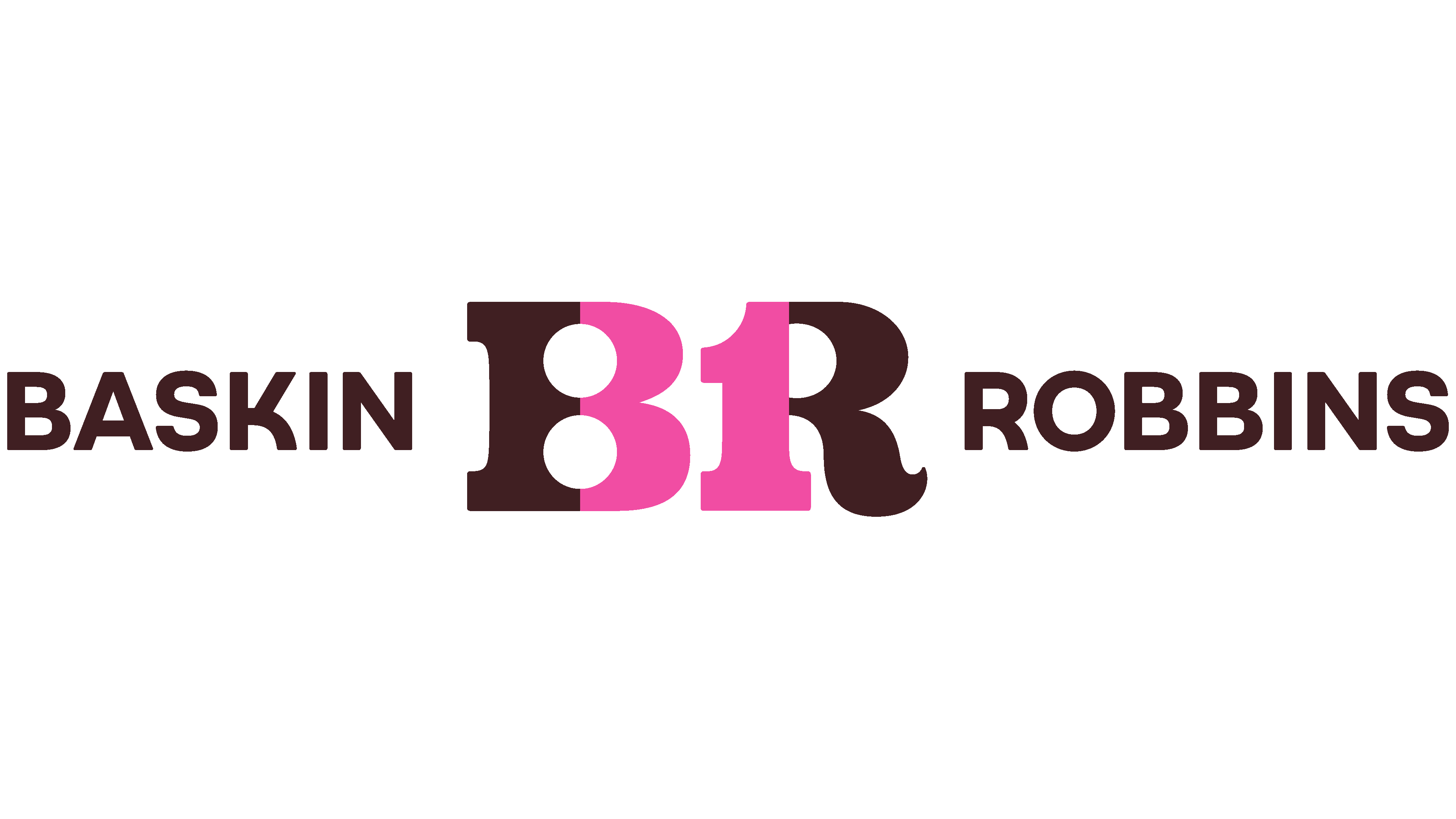Baskin Robbins logo featuring the "BR" letters in pink and purple with the brand name "BASKIN" and "ROBBINS"