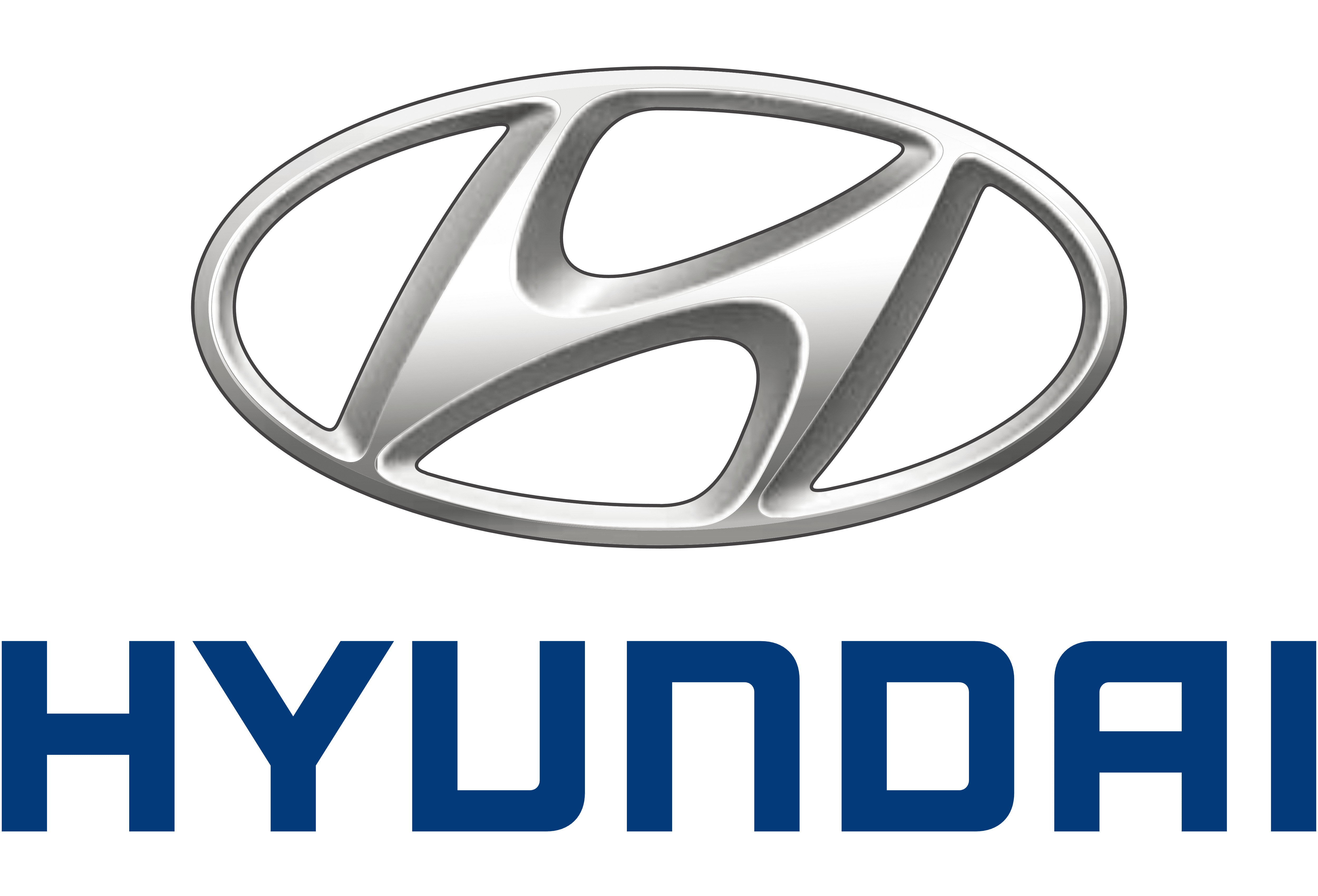 Hyundai logo featuring the stylized "H" within an oval shape, followed by the brand name "HYUNDAI."