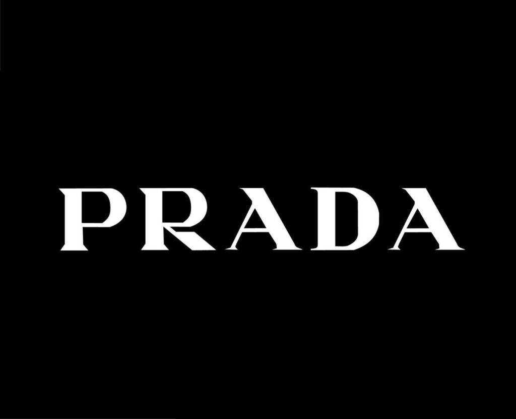 Prada logo featuring the brand name "PRADA" in a bold, serif font.