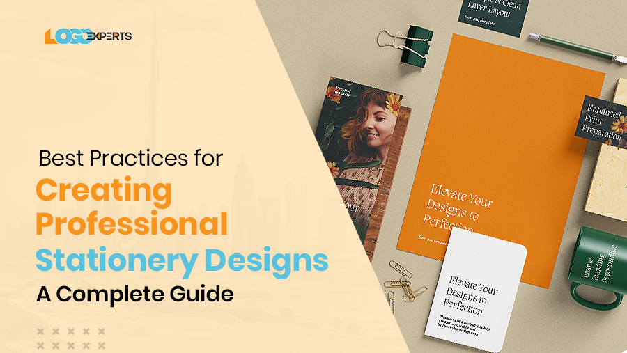 Professional stationery designs mockup with business cards, envelope, and branding materials